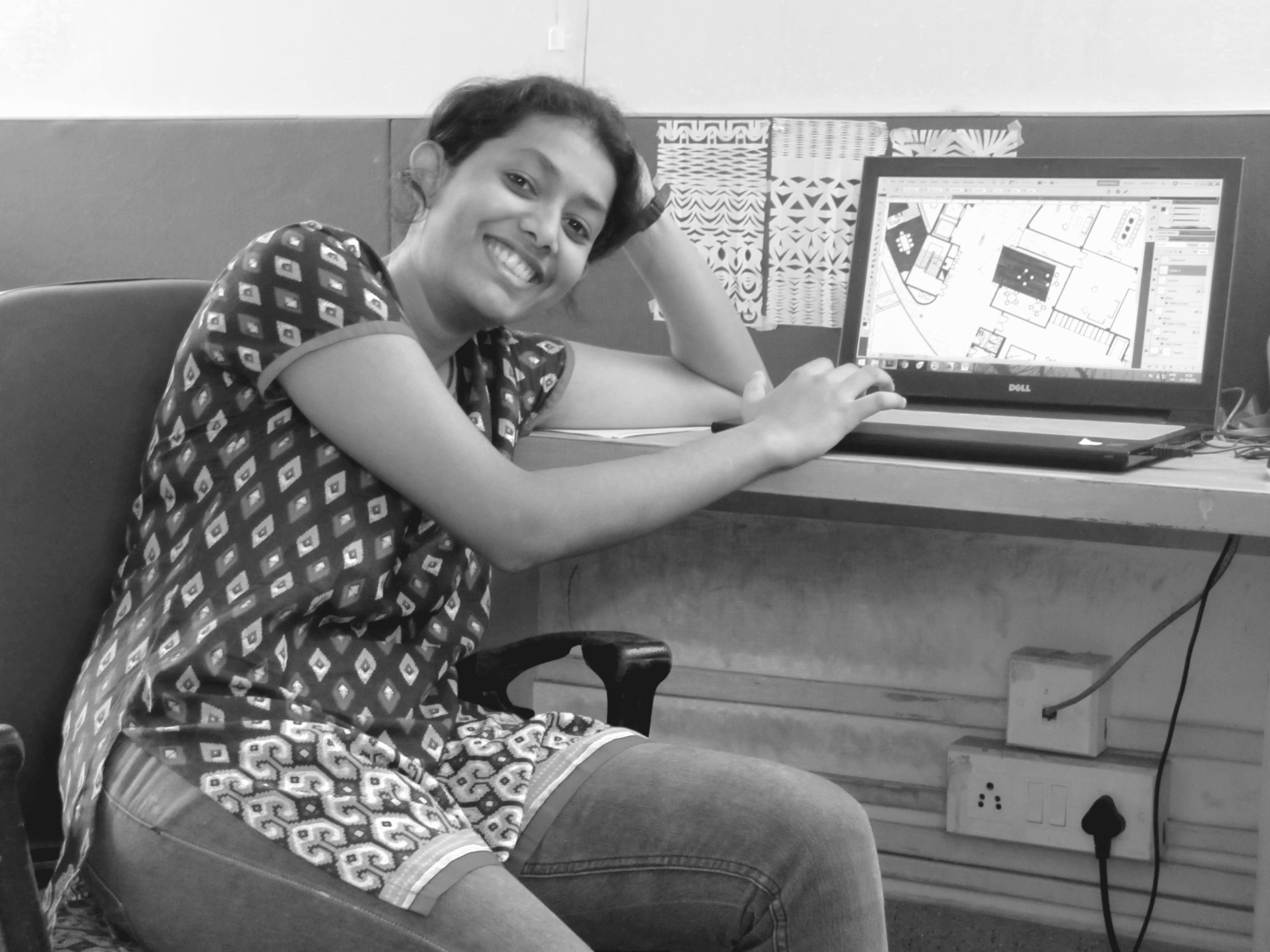 Chandra working at a desk