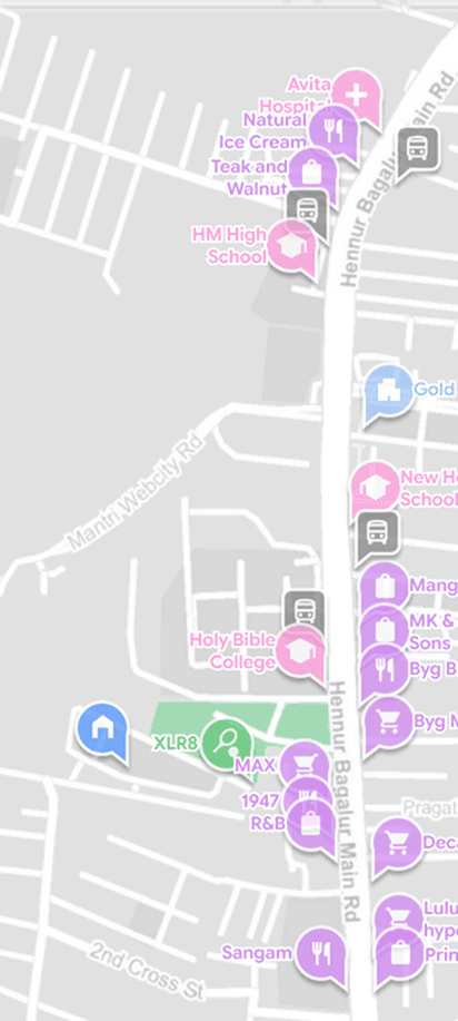 Street-scale navigation map before route selection