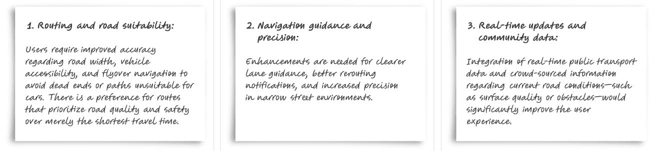 Key insights for routing, navigation guidance, and real-time updates