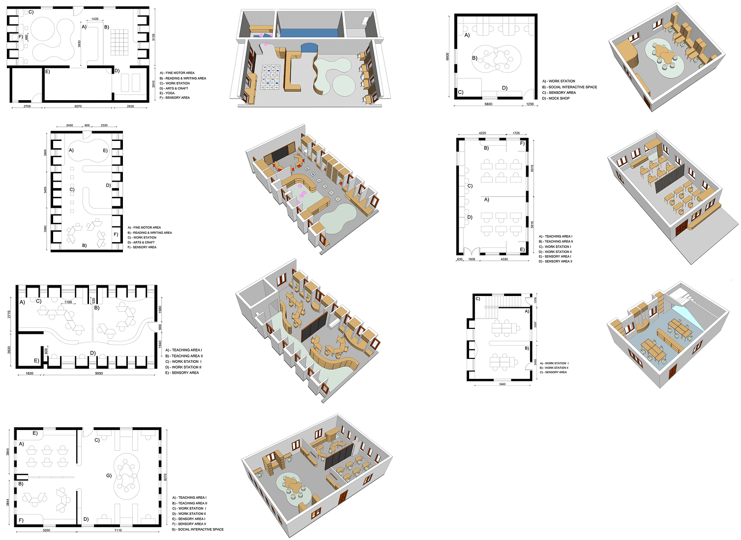 Sankalp School final classroom plans and axonometric proposals